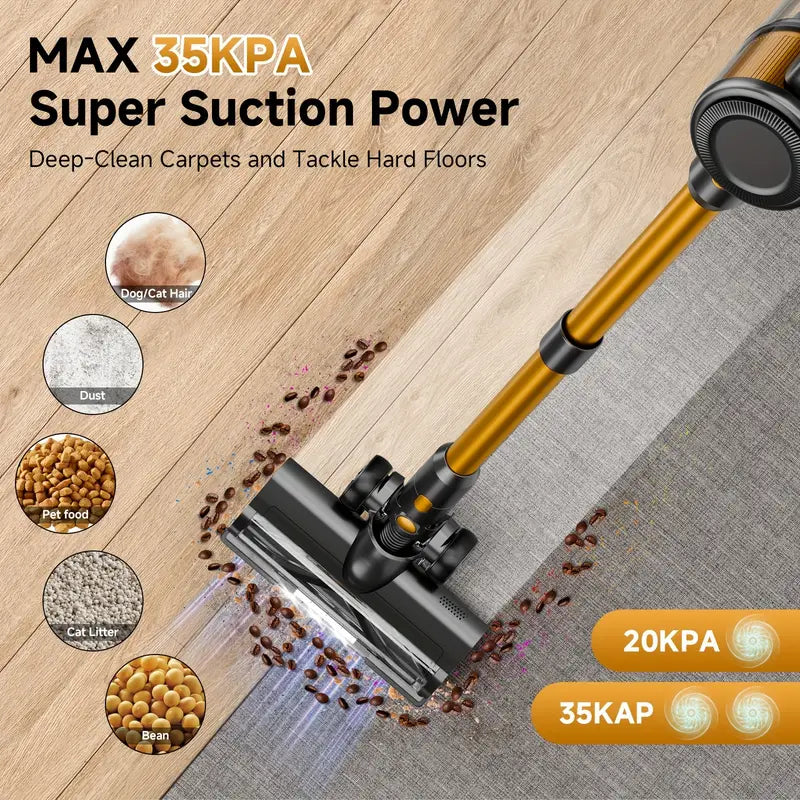 Vacuum Cleaners for Home, Home Essential Wireless Vacuum Cleaner, 45Kpa Powerful Suction with 45min Runtime, Cleaning Supplies, Rechargeable Wireless Vacuum for Hardwood Floor Carpet Pet Hair