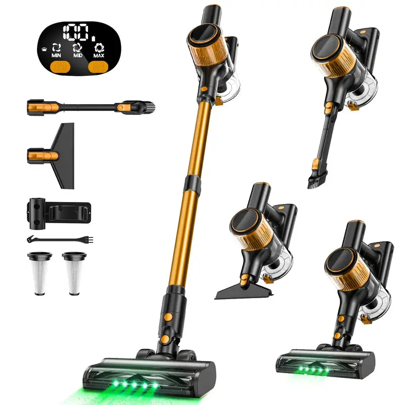 Car Portable High Suction Vacuum Cleaner, 8-in-1 Handheld Vacuum Cleaner With 3 Suction Modes, Lightweight Design, Equipped With Sofa Crevice Brush, Anti-tangling Brush, LED Display, Suitable For Home, Hardwood Floor, Carpet, Pet Hair, Car Cleaning.