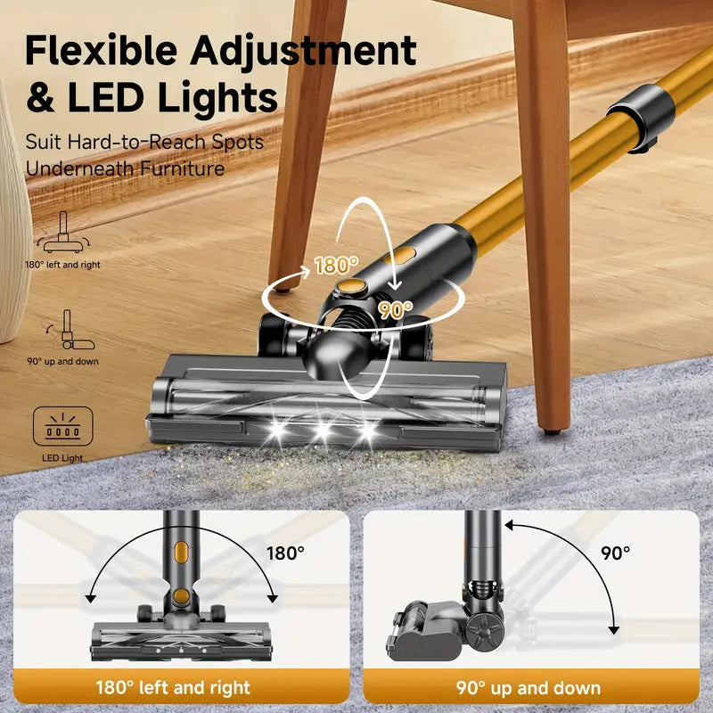 Vacuum Cleaners for Home, Home Essential Wireless Vacuum Cleaner, 45Kpa Powerful Suction with 45min Runtime, Cleaning Supplies, Rechargeable Wireless Vacuum for Hardwood Floor Carpet Pet Hair