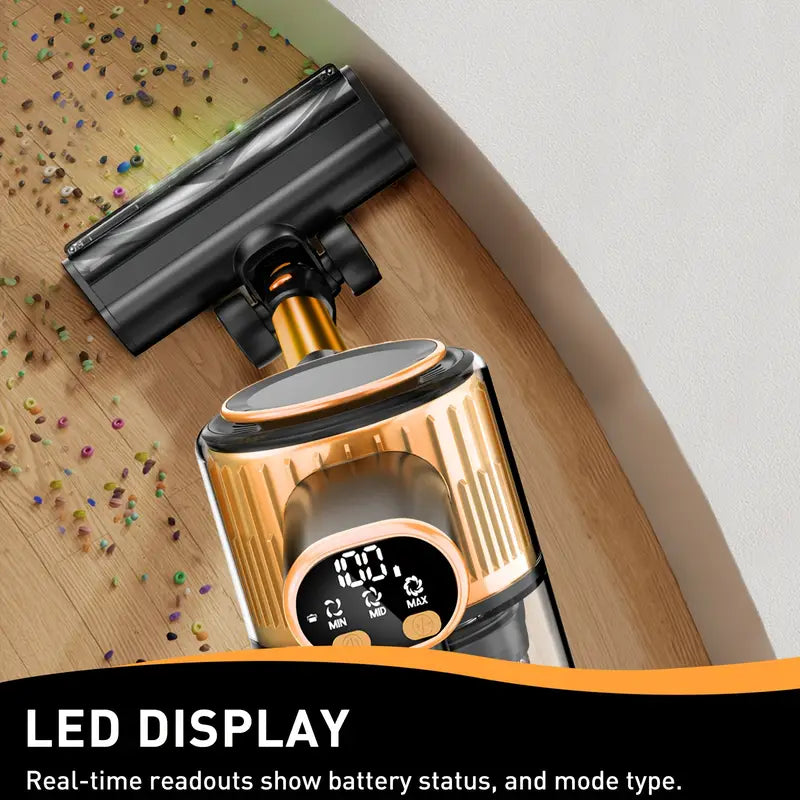 Car Portable High Suction Vacuum Cleaner, 8-in-1 Handheld Vacuum Cleaner With 3 Suction Modes, Lightweight Design, Equipped With Sofa Crevice Brush, Anti-tangling Brush, LED Display, Suitable For Home, Hardwood Floor, Carpet, Pet Hair, Car Cleaning.