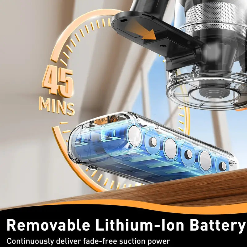 Car Portable High Suction Vacuum Cleaner, 8-in-1 Handheld Vacuum Cleaner With 3 Suction Modes, Lightweight Design, Equipped With Sofa Crevice Brush, Anti-tangling Brush, LED Display, Suitable For Home, Hardwood Floor, Carpet, Pet Hair, Car Cleaning.